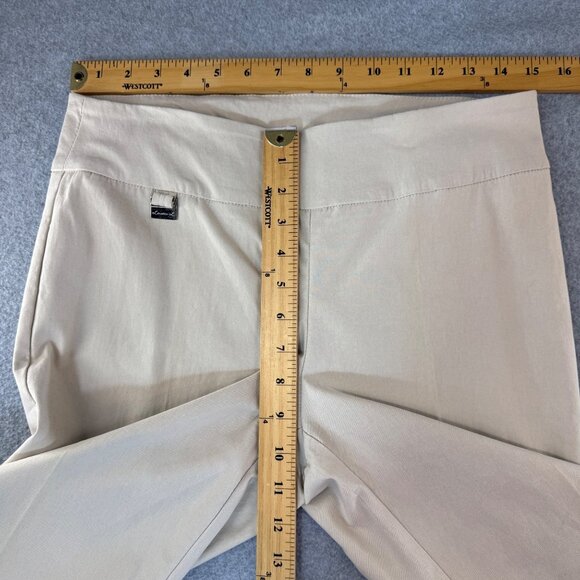 Lisette Womens Cream Khaki Pants Pull On Stretch Capri Cropped Office Size 10 - Picture 7 of 12